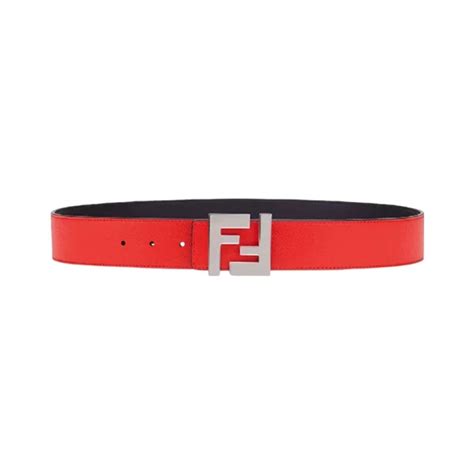 fendi red ink361|Red leather and brown FF canvas reversible belt .